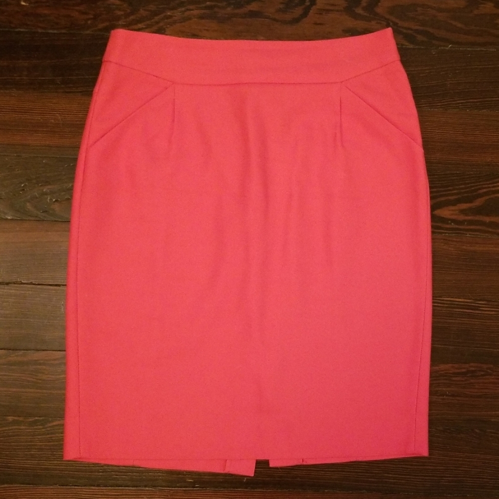 JCrew Factory Orange Pleated Pencil Skirt